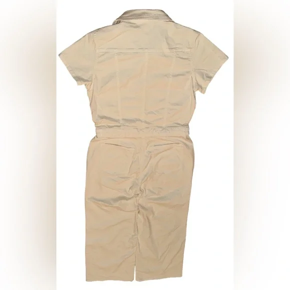 Good American Fit For Success Twill Palazzo Crop Jumpsuit in Ecru, Size: Large - Picture 11 of 14